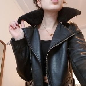 Faux Leather Jacket × Fur Collar🤘